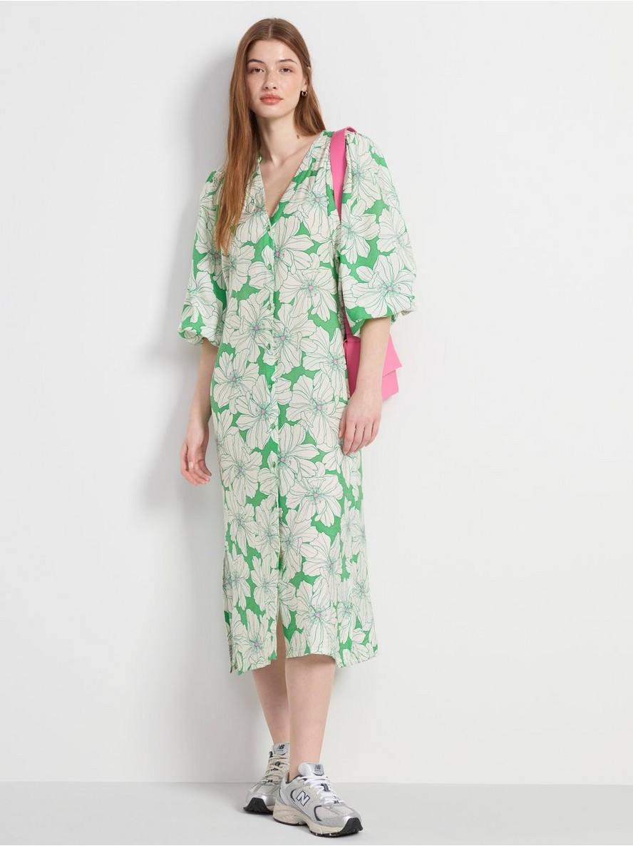 Haljina – Long sleeve midi dress with flowers