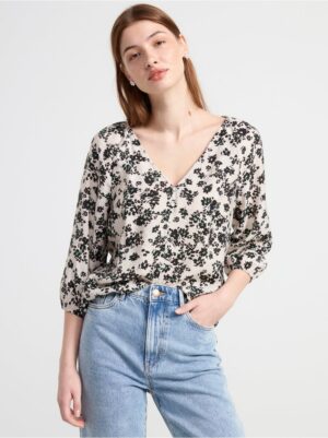 Patterned wide sleeve blouse - 8548174-7403