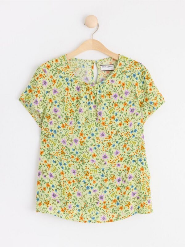 Patterned short sleeve blouse - 8551108-5840