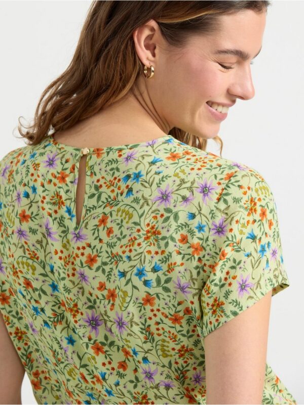 Patterned short sleeve blouse - 8551108-5840