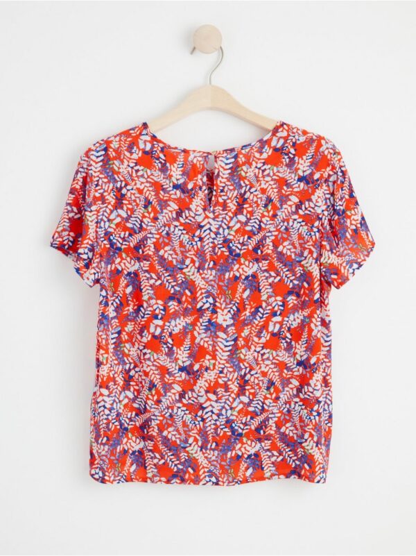 Patterned short sleeve blouse - 8551108-7287