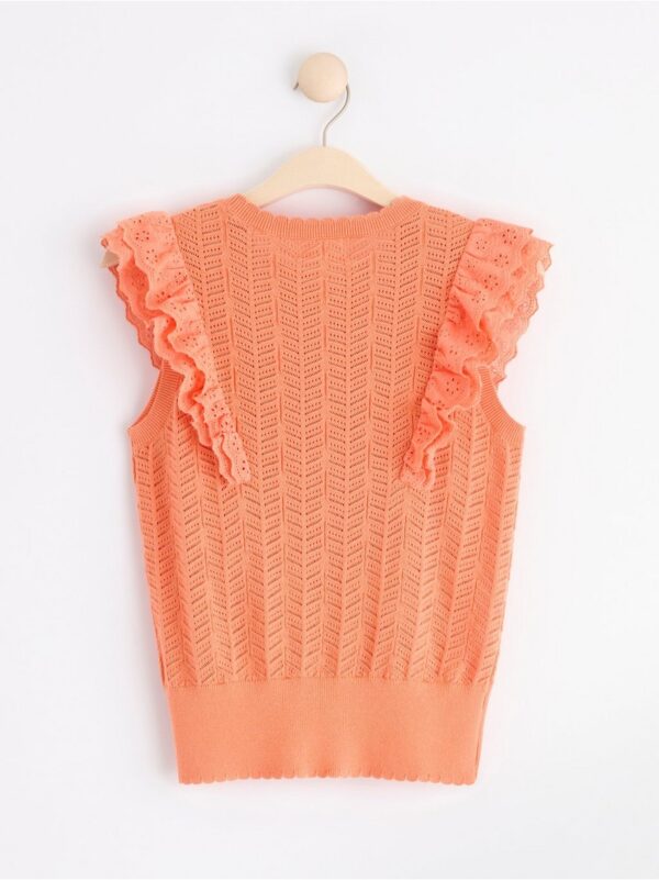 Sleeveless knitted top with flounces - 8554114-1327