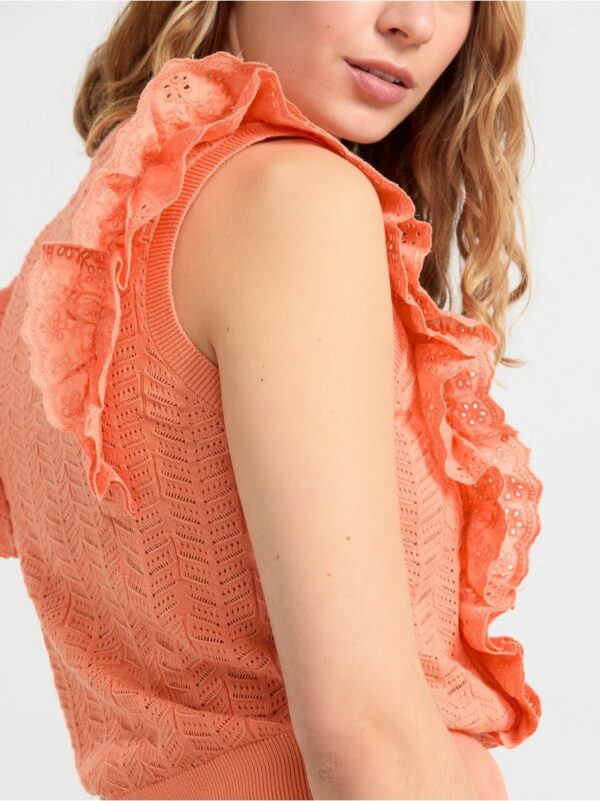 Sleeveless knitted top with flounces - 8554114-1327