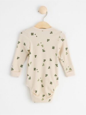 Ribbed wrap bodysuit with clovers - 8555228-1230