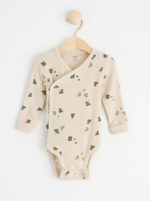 Ribbed wrap bodysuit with clovers - 8555228-1230