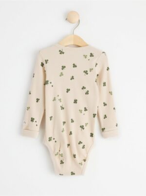 Ribbed long sleeve bodysuit with clovers - 8555229-1230