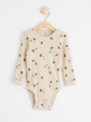 Ribbed long sleeve bodysuit with clovers - 8555229-1230