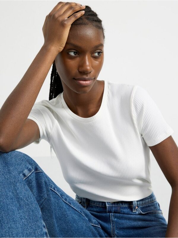 Ribbed short sleeve top - 8555247-300