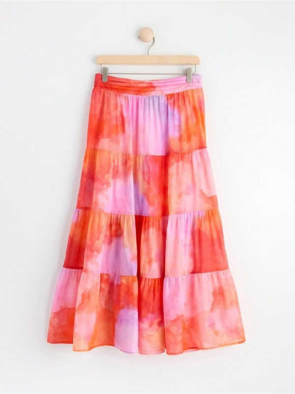 Tiered cotton skirt with pattern - 8556279-9619