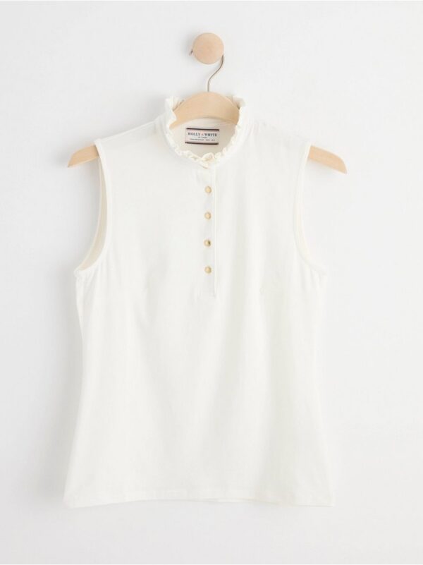 Sleeveless top with frill collar - 8557814-300