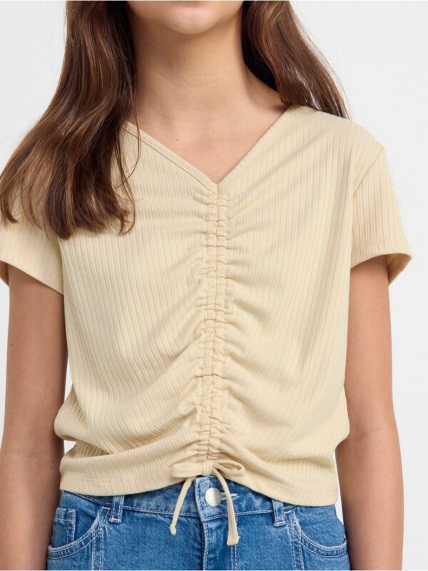 Ribbed top with gatherings to front - 8558545-8545
