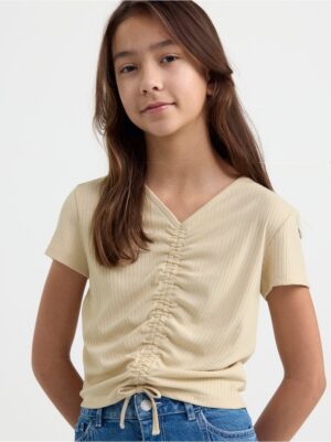 Ribbed top with gatherings to front - 8558545-8545