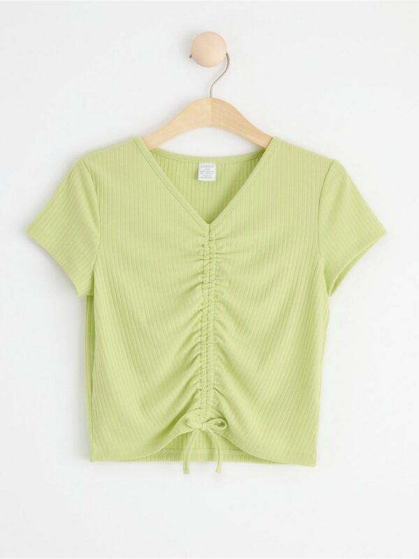 Ribbed top with gatherings to front - 8558545-8779