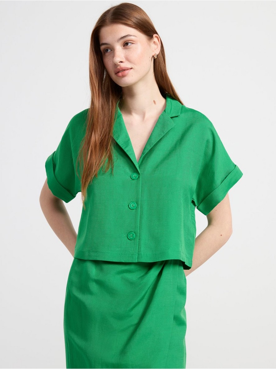 Kosulja – Linen blend blouse with short sleeves