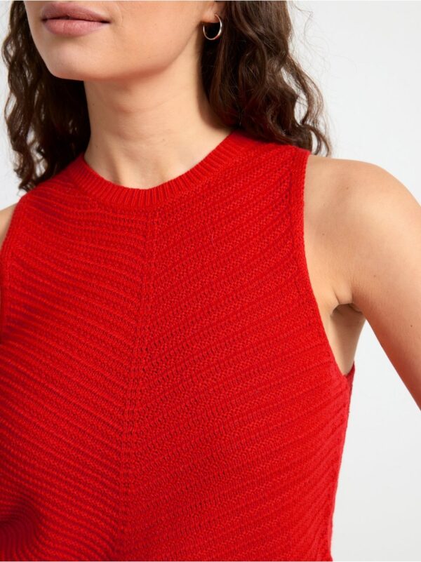 Sleeveless knitted linen blend top - 8574193-6787