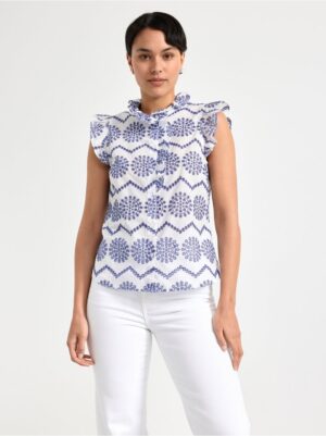 Sleeveless blouse with embroidery - 8588098-6838