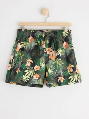 Swim shorts with tropical pattern - 8517819-80