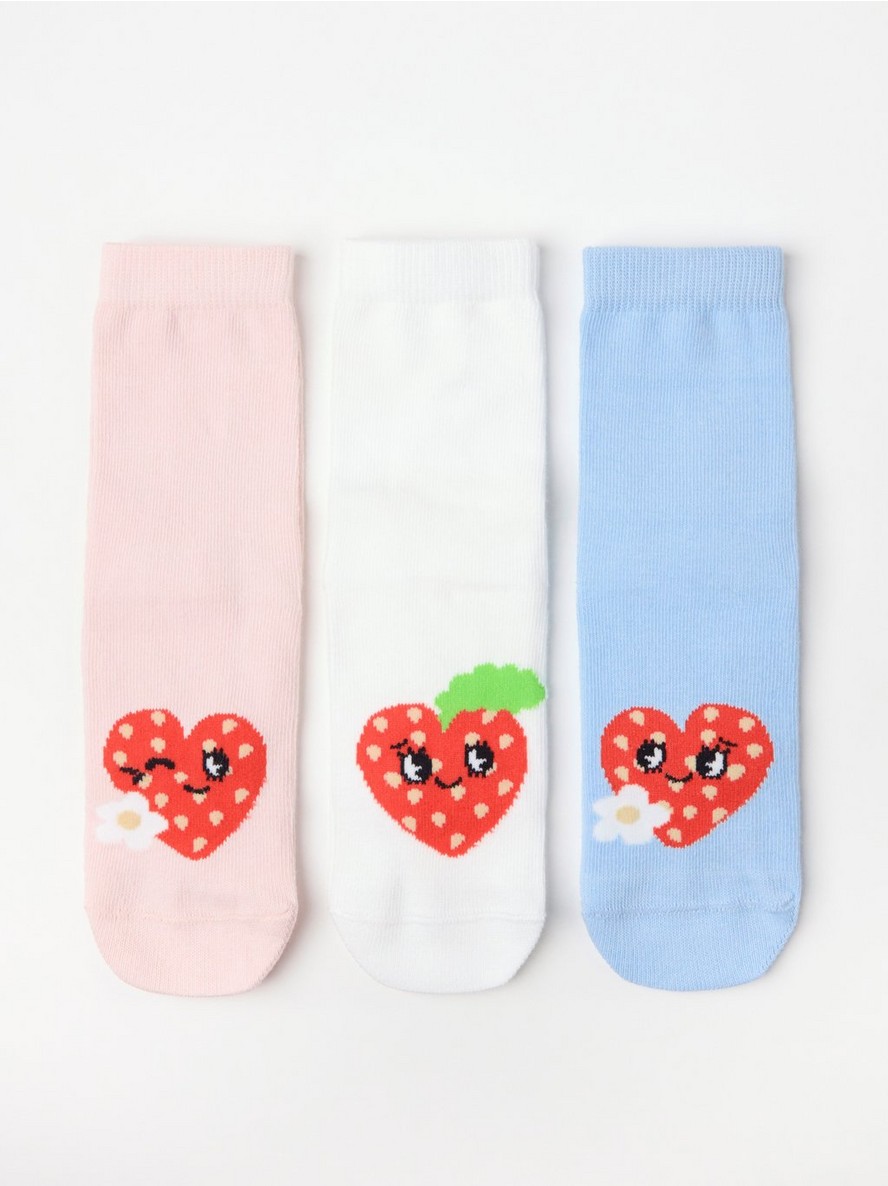 Carape – 3-pack socks with strawberries with antislip