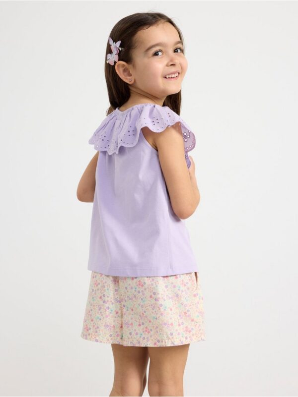 Sleeveless top with broderie anglaise - 8540050-4813