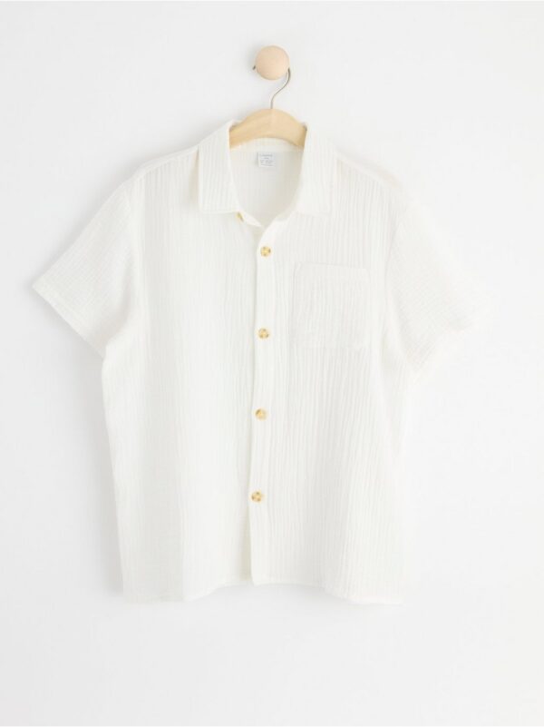 Short sleeved shirt in crinkled cotton - 8547077-300