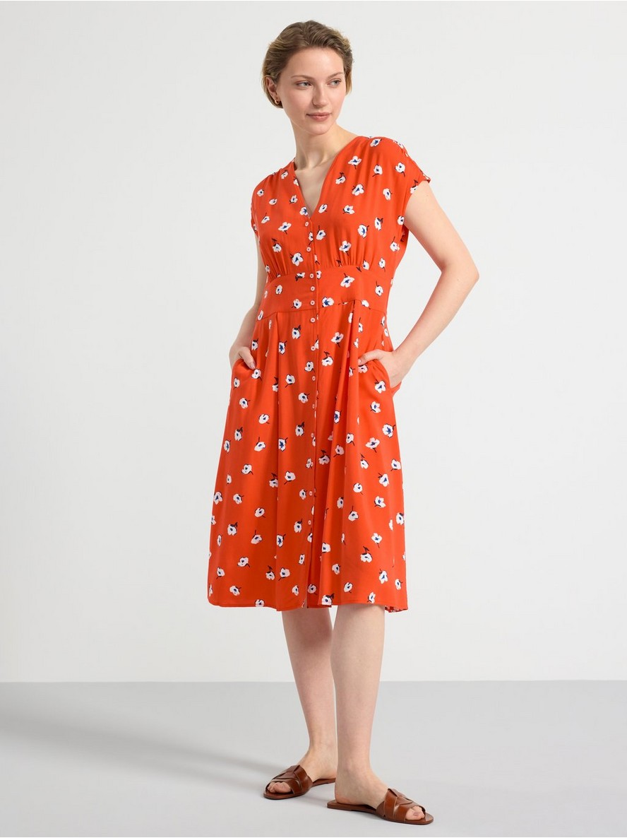 Haljina – Short sleeved midi dress with flowers