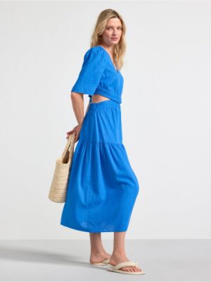 Linen blend cut out dress with short sleeves - 8553071-7424