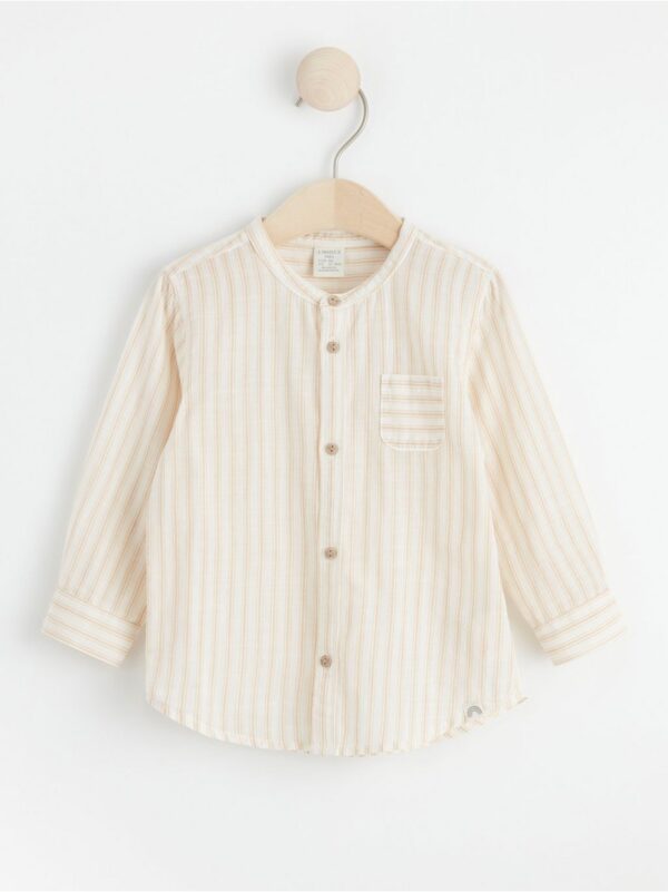 Striped collarless shirt - 8574371-325