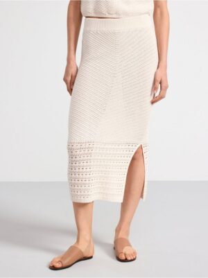 Knitted linen blend midi skirt - 8574522-7862