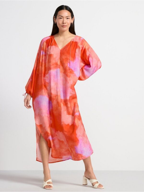 Patterned long sleeve kaftan dress - 8582767-9619