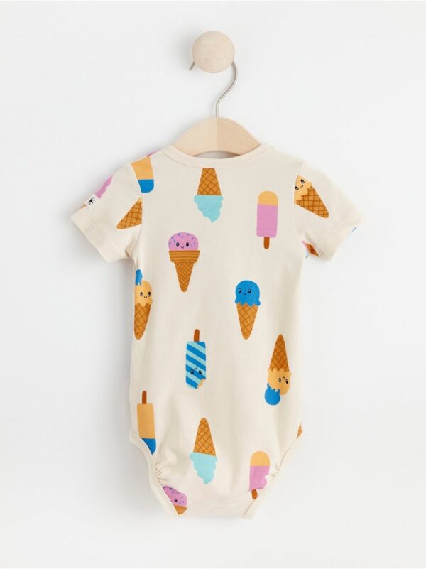 Short sleeve wrap bodysuit with ice cream print - 8587864-1230