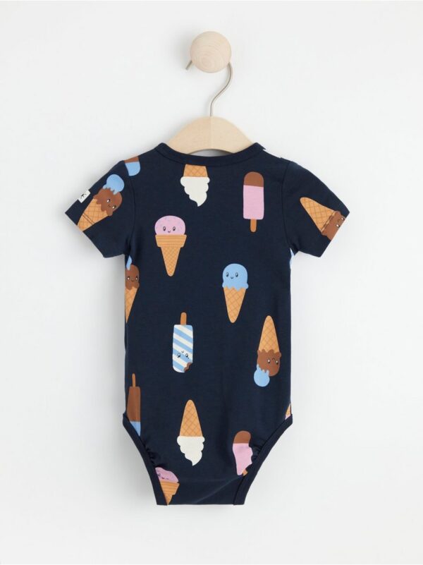 Short sleeve wrap bodysuit with ice cream print - 8587864-2521