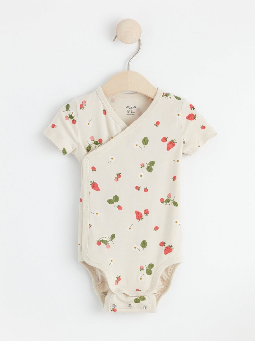 Bodi – Short sleeve wrap bodysuit with strawberries