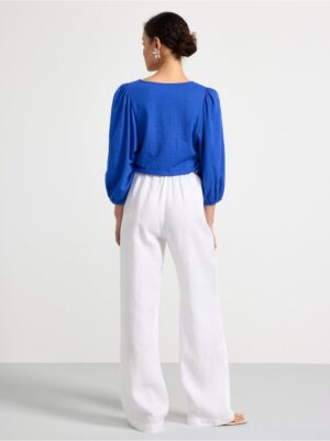 Puff sleeve top with texture - 8596604-9614