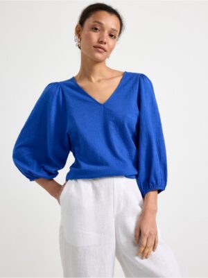 Puff sleeve top with texture - 8596604-9614