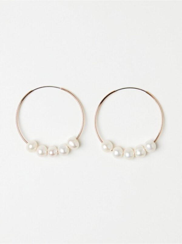 Hoop earrings with freshwater pearls - 8608443-20