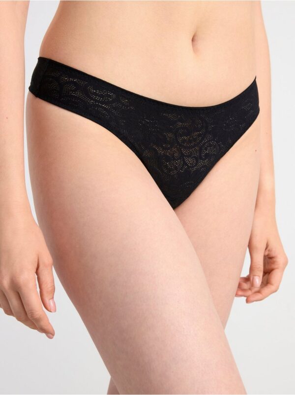 Regular waist thong with lace - 8174346-80