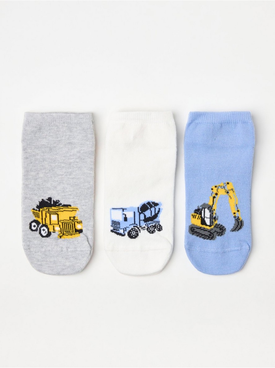 Carape – 3-pack footies with construction vehicles
