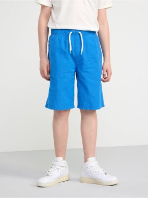 VILGOT Wide regular waist linen blend shorts - 8545756-9880