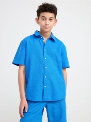 Short sleeved linen blend shirt - 8552005-9880