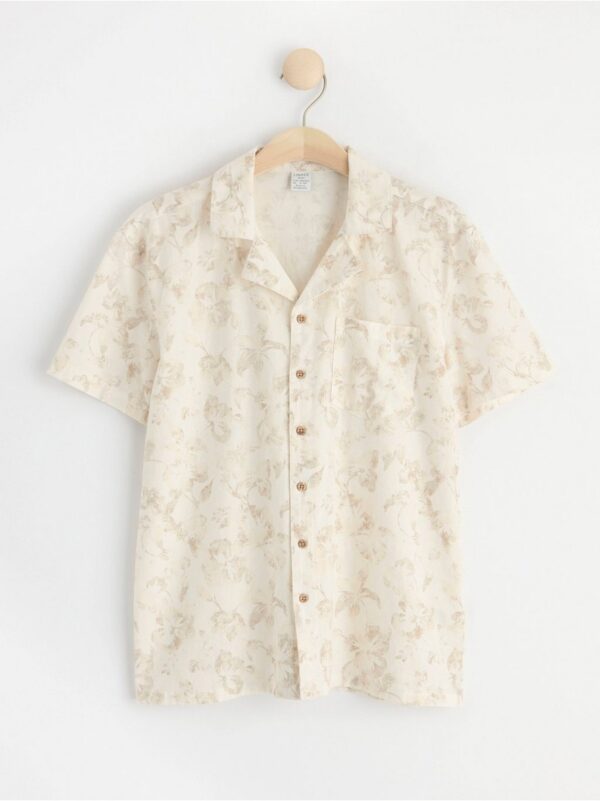 Short sleeve linen blend shirt - 8552226-325