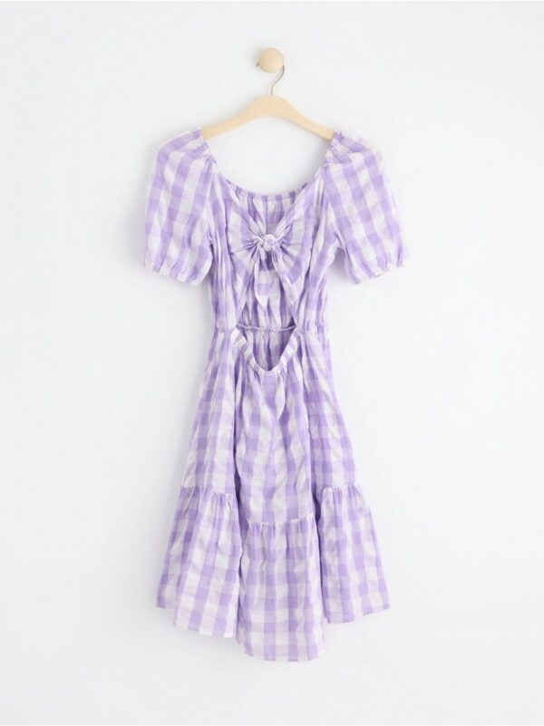 Checked cotton dress with open back detail - 8553343-7406