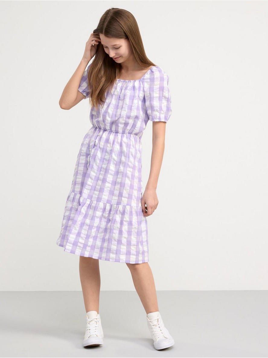 Haljina – Checked cotton dress with open back detail