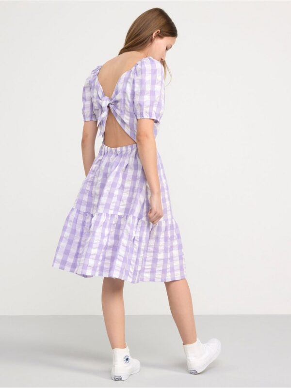 Checked cotton dress with open back detail - 8553343-7406