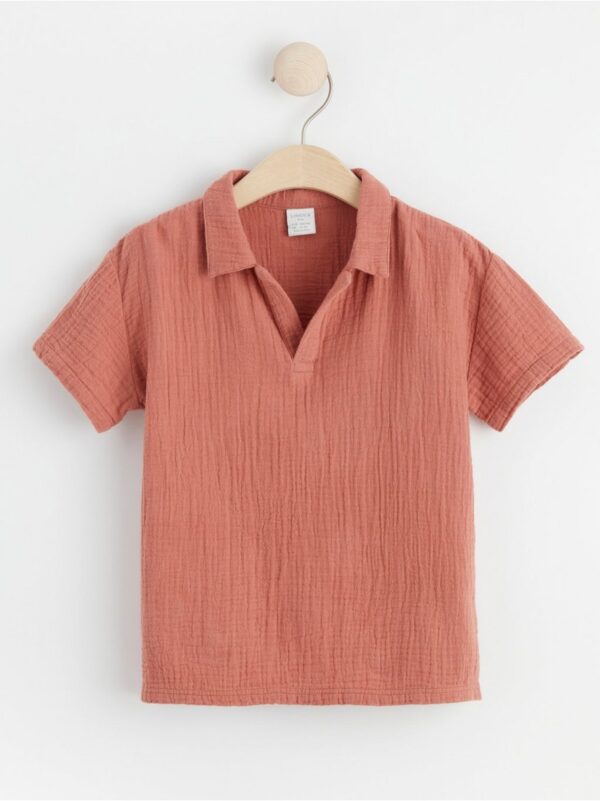Short sleeve crinkled cotton shirt - 8553715-2486