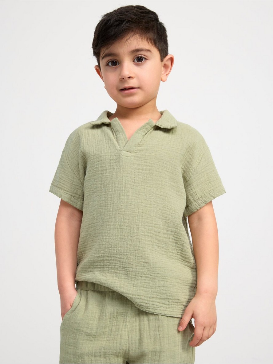 Majica – Short sleeve crinkled cotton shirt