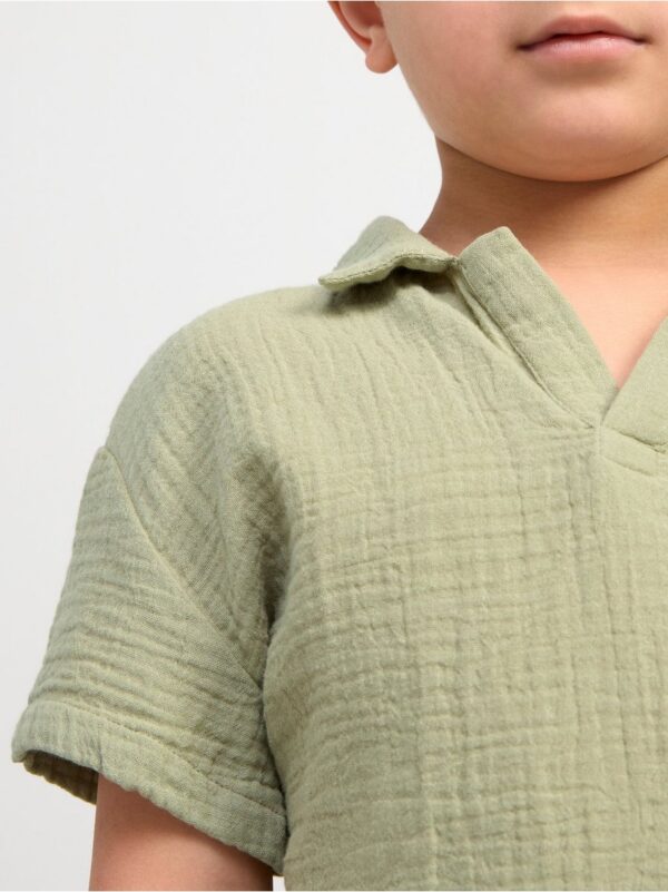 Short sleeve crinkled cotton shirt - 8553715-5249