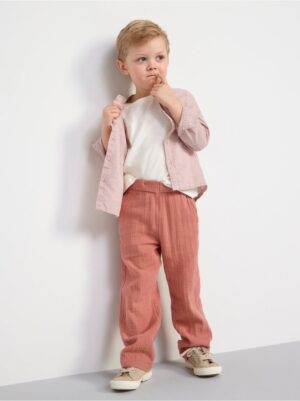 Straight regular waist crinkled cotton trousers - 8553790-2486