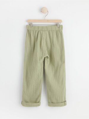 Straight regular waist crinkled cotton trousers - 8553790-5249