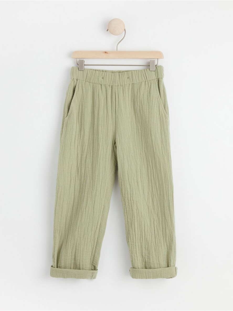 Pantalone – Straight regular waist crinkled cotton trousers