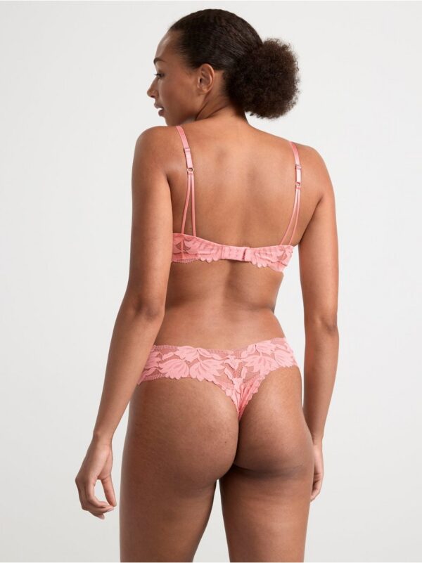 Thong low waist with mesh and lace - 8554123-2460